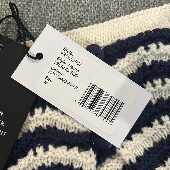 4TH & RECKLESS island crochet Knitted Crop top in navy & white Size M - Picture 5 of 9